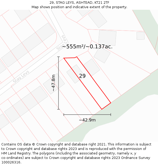 29, STAG LEYS, ASHTEAD, KT21 2TF: Plot and title map