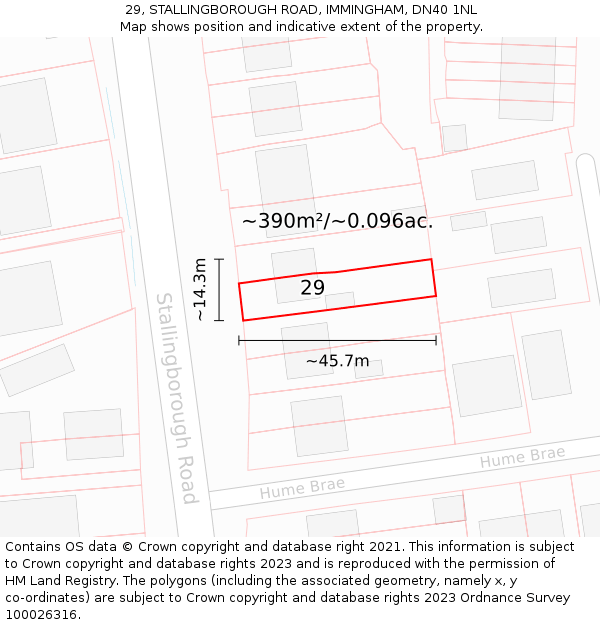 29, STALLINGBOROUGH ROAD, IMMINGHAM, DN40 1NL: Plot and title map