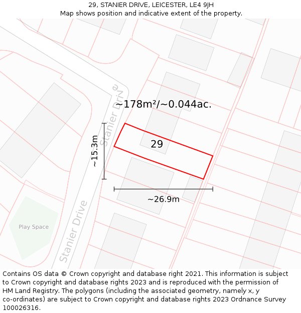 29, STANIER DRIVE, LEICESTER, LE4 9JH: Plot and title map