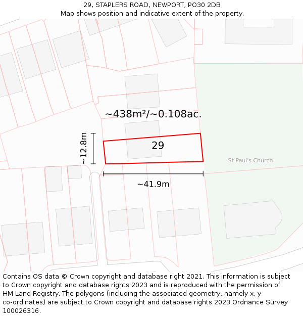 29, STAPLERS ROAD, NEWPORT, PO30 2DB: Plot and title map