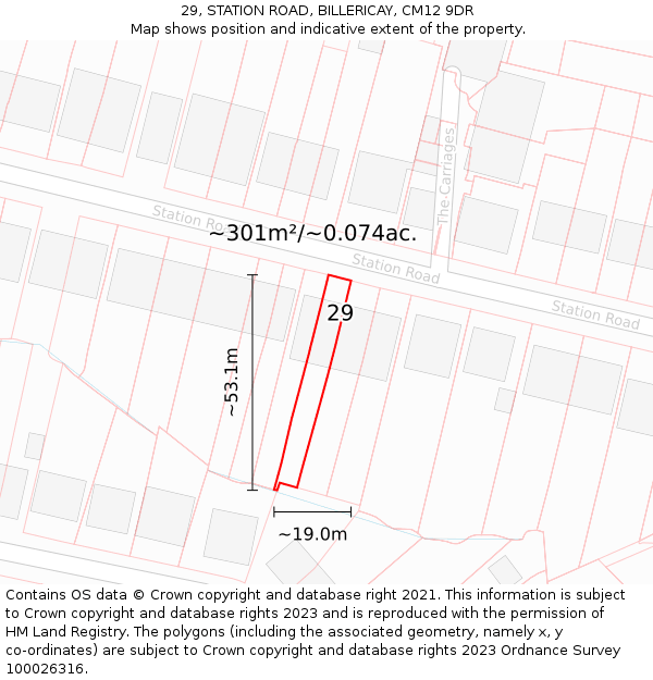 29, STATION ROAD, BILLERICAY, CM12 9DR: Plot and title map