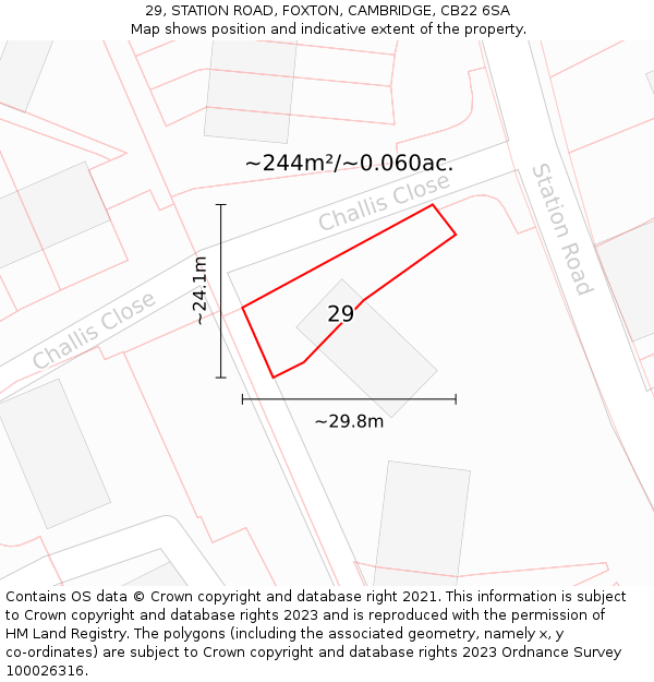 29, STATION ROAD, FOXTON, CAMBRIDGE, CB22 6SA: Plot and title map