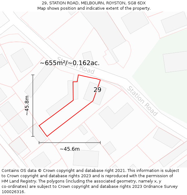 29, STATION ROAD, MELBOURN, ROYSTON, SG8 6DX: Plot and title map