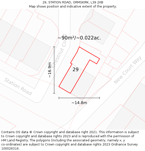 29, STATION ROAD, ORMSKIRK, L39 2XB: Plot and title map