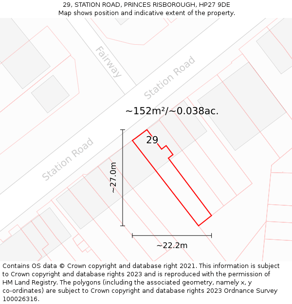 29, STATION ROAD, PRINCES RISBOROUGH, HP27 9DE: Plot and title map