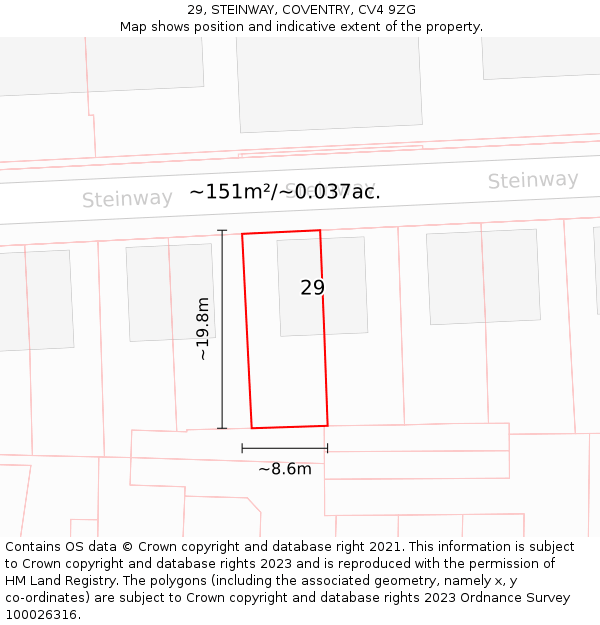 29, STEINWAY, COVENTRY, CV4 9ZG: Plot and title map