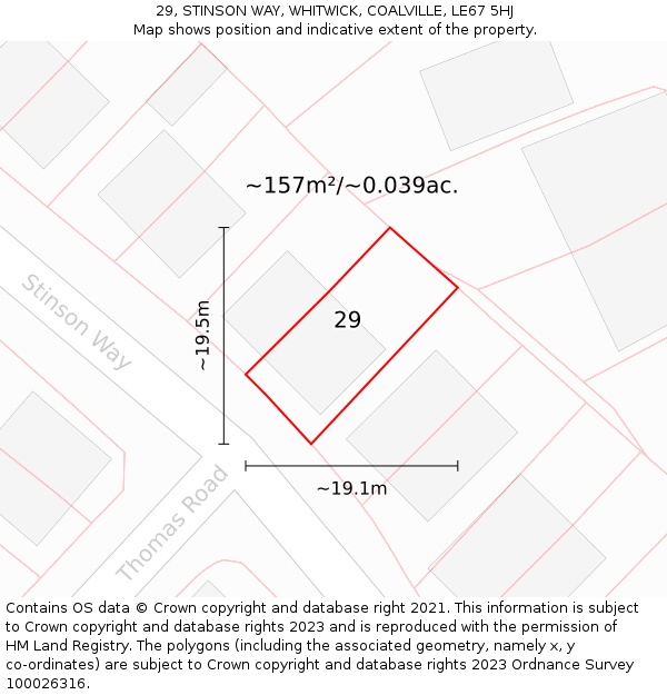 29, STINSON WAY, WHITWICK, COALVILLE, LE67 5HJ: Plot and title map