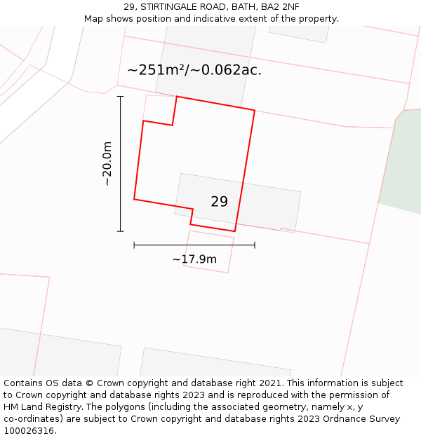 29, STIRTINGALE ROAD, BATH, BA2 2NF: Plot and title map
