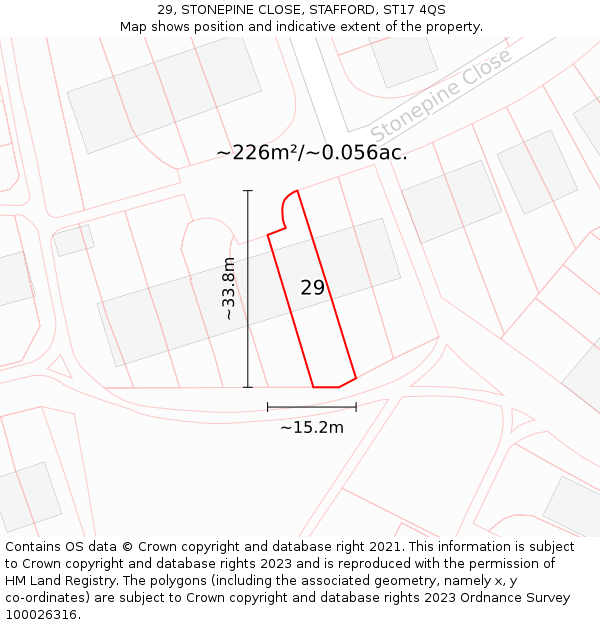 29, STONEPINE CLOSE, STAFFORD, ST17 4QS: Plot and title map
