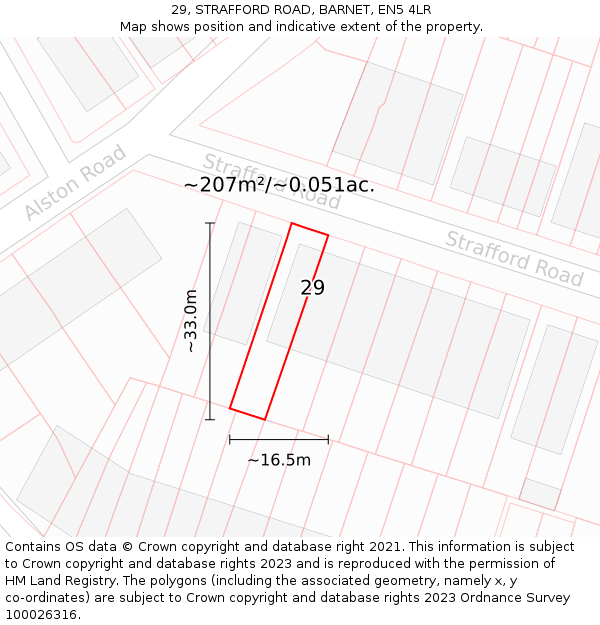 29, STRAFFORD ROAD, BARNET, EN5 4LR: Plot and title map