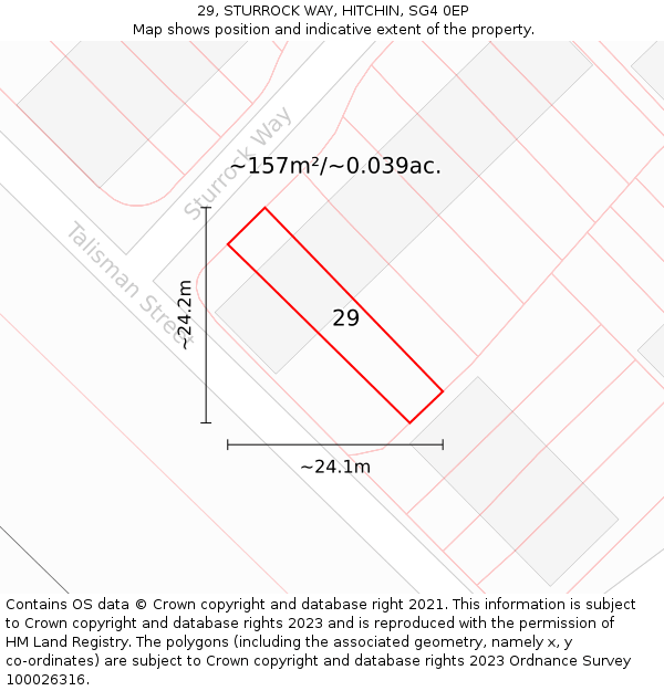 29, STURROCK WAY, HITCHIN, SG4 0EP: Plot and title map
