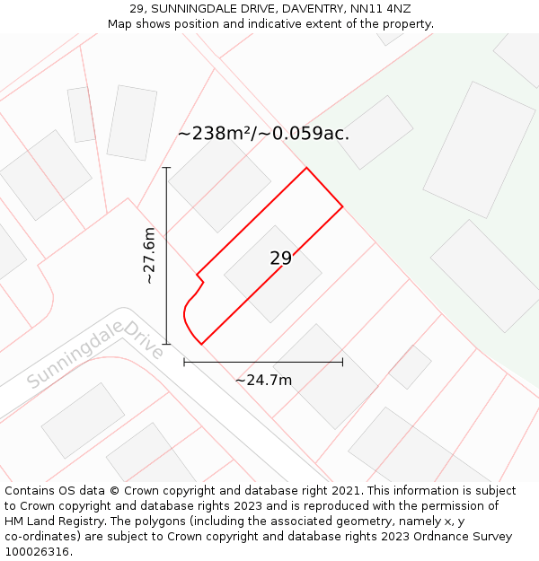 29, SUNNINGDALE DRIVE, DAVENTRY, NN11 4NZ: Plot and title map