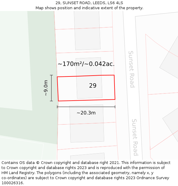 29, SUNSET ROAD, LEEDS, LS6 4LS: Plot and title map