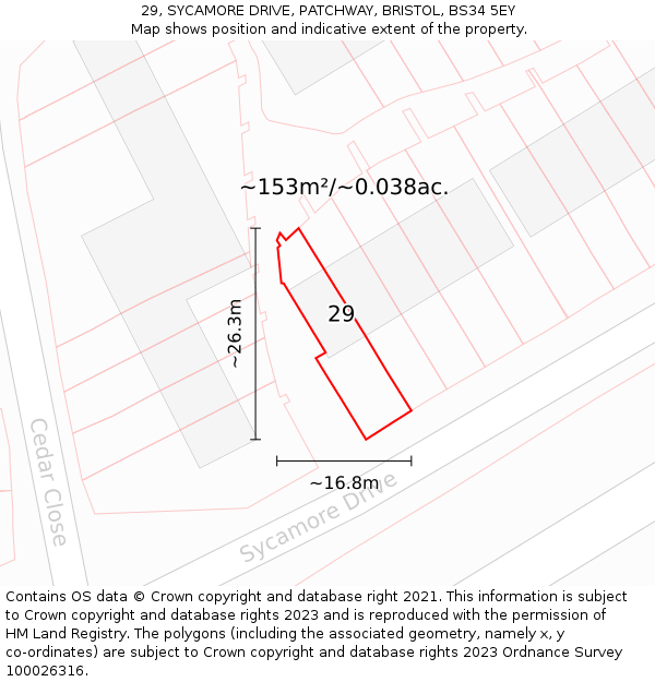 29, SYCAMORE DRIVE, PATCHWAY, BRISTOL, BS34 5EY: Plot and title map