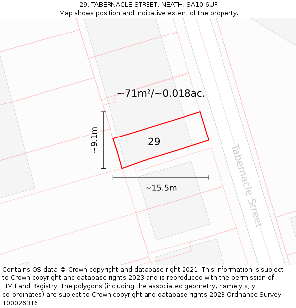 29, TABERNACLE STREET, NEATH, SA10 6UF: Plot and title map