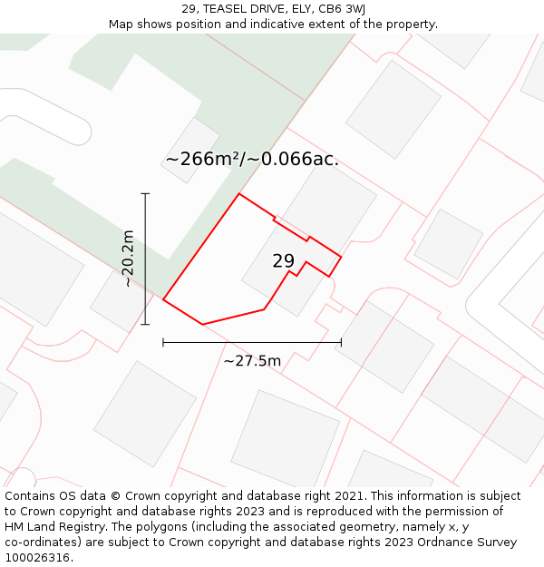 29, TEASEL DRIVE, ELY, CB6 3WJ: Plot and title map