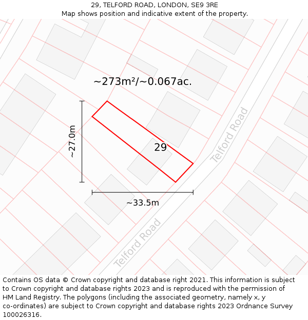 29, TELFORD ROAD, LONDON, SE9 3RE: Plot and title map