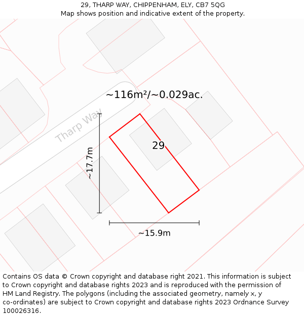29, THARP WAY, CHIPPENHAM, ELY, CB7 5QG: Plot and title map