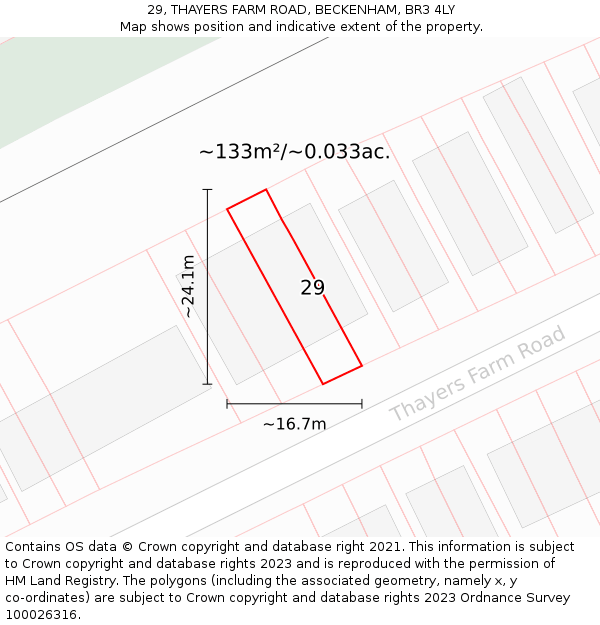 29, THAYERS FARM ROAD, BECKENHAM, BR3 4LY: Plot and title map