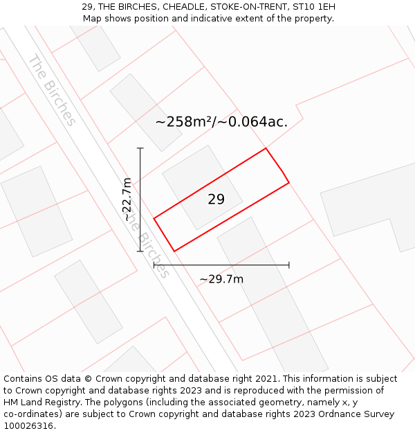 29, THE BIRCHES, CHEADLE, STOKE-ON-TRENT, ST10 1EH: Plot and title map