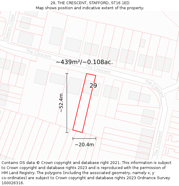29, THE CRESCENT, STAFFORD, ST16 1ED: Plot and title map