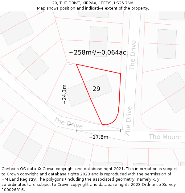 29, THE DRIVE, KIPPAX, LEEDS, LS25 7NA: Plot and title map