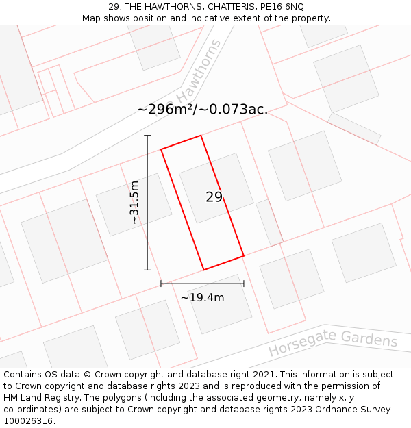 29, THE HAWTHORNS, CHATTERIS, PE16 6NQ: Plot and title map