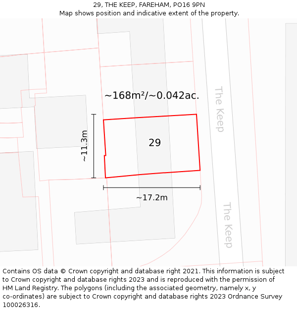 29, THE KEEP, FAREHAM, PO16 9PN: Plot and title map