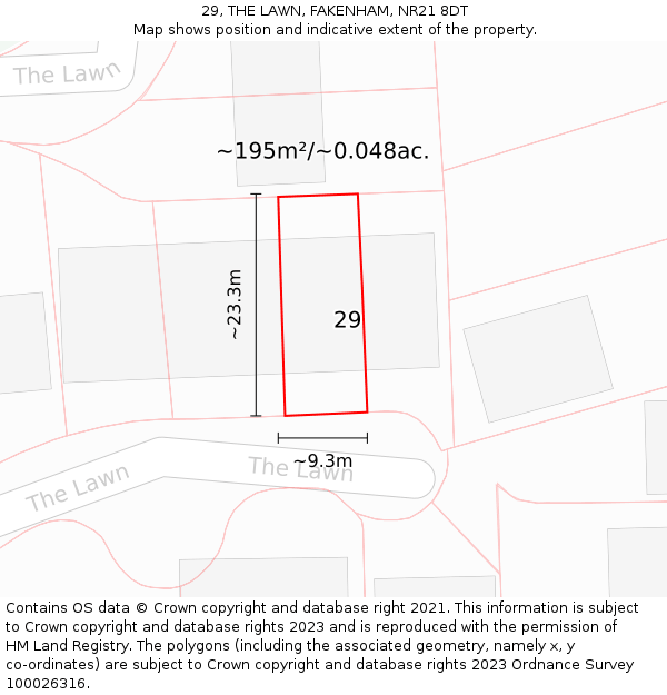 29, THE LAWN, FAKENHAM, NR21 8DT: Plot and title map