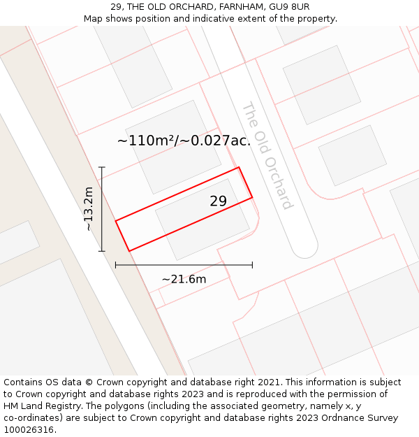 29, THE OLD ORCHARD, FARNHAM, GU9 8UR: Plot and title map