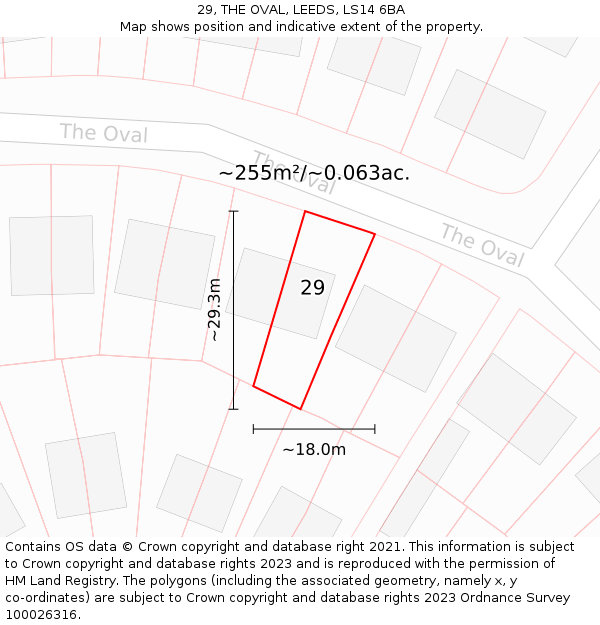 29, THE OVAL, LEEDS, LS14 6BA: Plot and title map