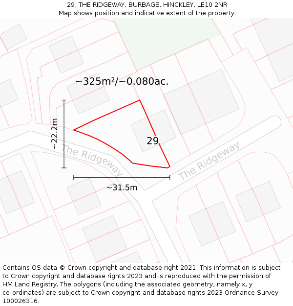 29, THE RIDGEWAY, BURBAGE, HINCKLEY, LE10 2NR: Plot and title map