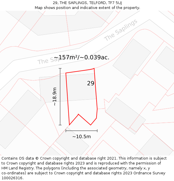29, THE SAPLINGS, TELFORD, TF7 5UJ: Plot and title map