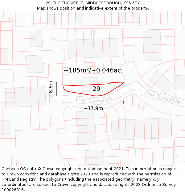 29, THE TURNSTILE, MIDDLESBROUGH, TS5 6BY: Plot and title map