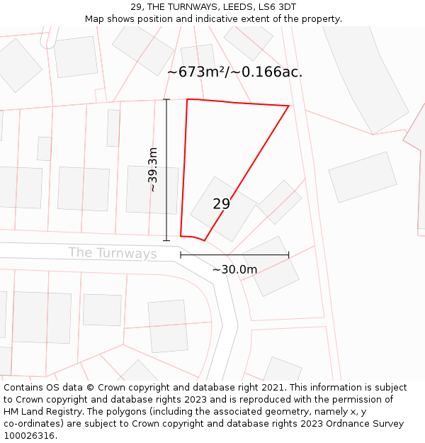 29, THE TURNWAYS, LEEDS, LS6 3DT: Plot and title map