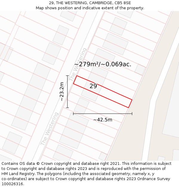 29, THE WESTERING, CAMBRIDGE, CB5 8SE: Plot and title map