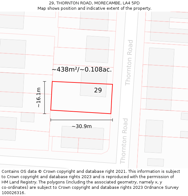 29, THORNTON ROAD, MORECAMBE, LA4 5PD: Plot and title map
