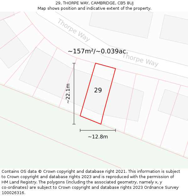 29, THORPE WAY, CAMBRIDGE, CB5 8UJ: Plot and title map