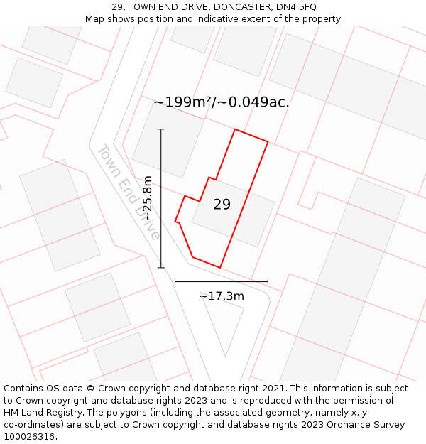 29, TOWN END DRIVE, DONCASTER, DN4 5FQ: Plot and title map