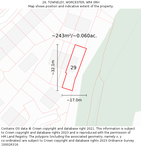 29, TOWNELEY, WORCESTER, WR4 0RH: Plot and title map