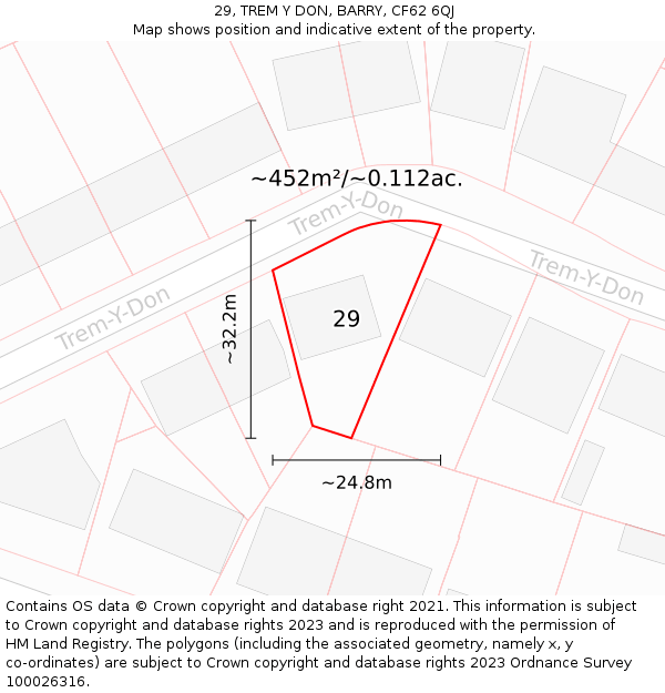 29, TREM Y DON, BARRY, CF62 6QJ: Plot and title map