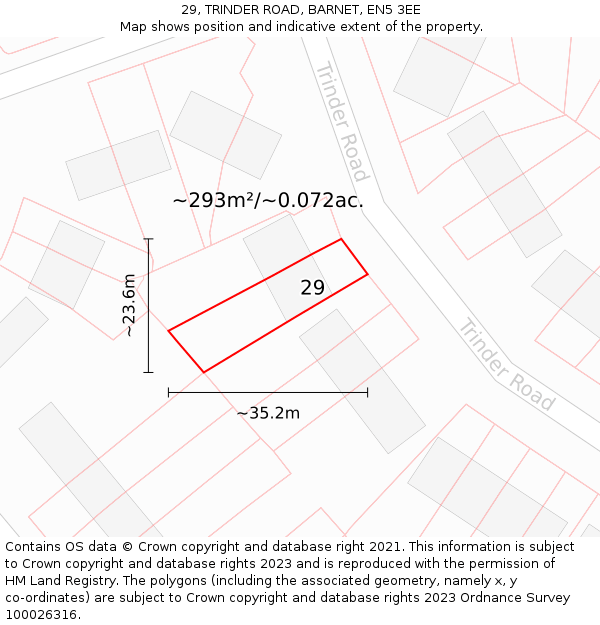 29, TRINDER ROAD, BARNET, EN5 3EE: Plot and title map