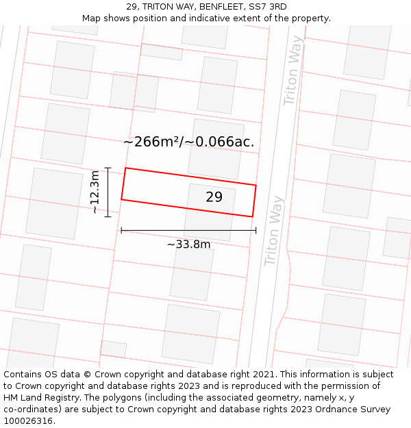 29, TRITON WAY, BENFLEET, SS7 3RD: Plot and title map