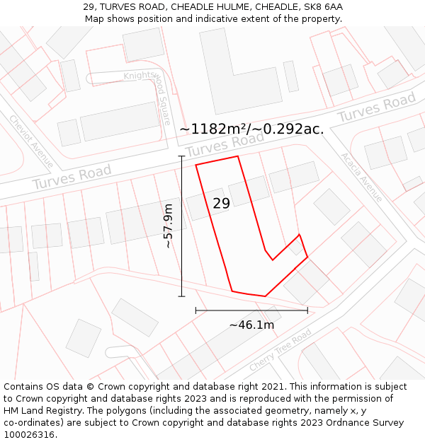 29, TURVES ROAD, CHEADLE HULME, CHEADLE, SK8 6AA: Plot and title map