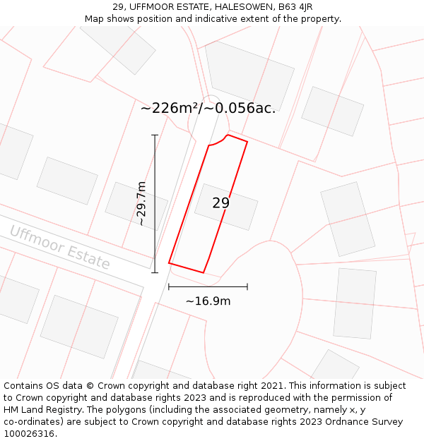 29, UFFMOOR ESTATE, HALESOWEN, B63 4JR: Plot and title map