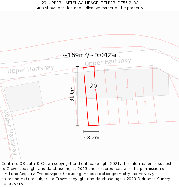 29, UPPER HARTSHAY, HEAGE, BELPER, DE56 2HW: Plot and title map