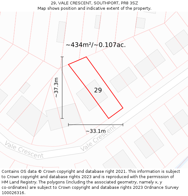 29, VALE CRESCENT, SOUTHPORT, PR8 3SZ: Plot and title map