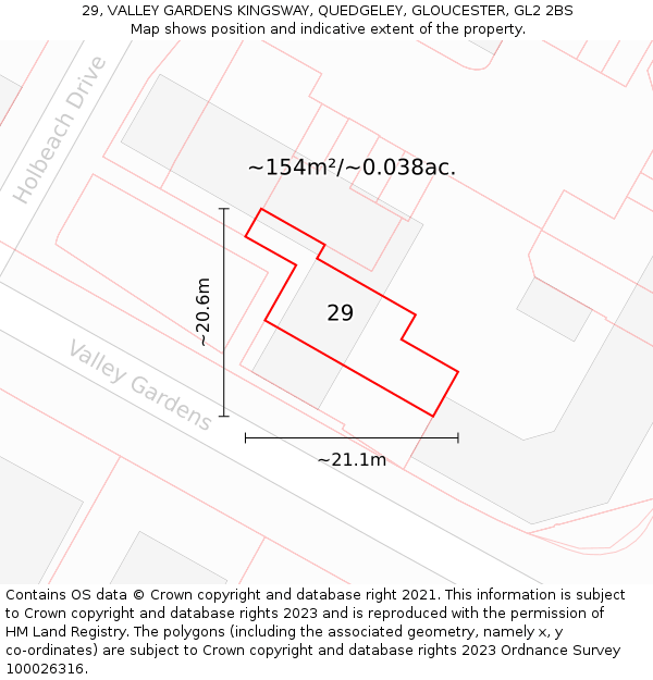 29, VALLEY GARDENS KINGSWAY, QUEDGELEY, GLOUCESTER, GL2 2BS: Plot and title map
