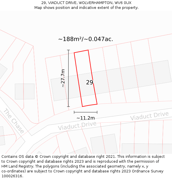 29, VIADUCT DRIVE, WOLVERHAMPTON, WV6 0UX: Plot and title map