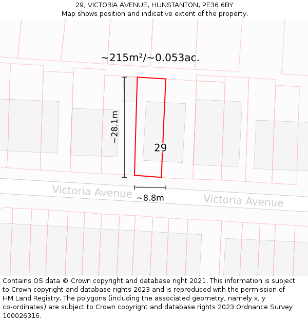 29, VICTORIA AVENUE, HUNSTANTON, PE36 6BY: Plot and title map